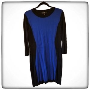 Blue and black hourglass sweater dress